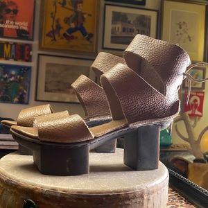 Trippen 6 Women’s Tan, Block Strap, Platform Heel, Lace Up The Back, Sandals